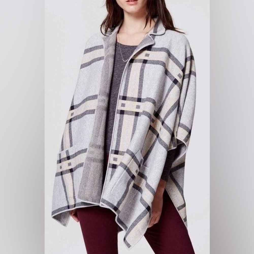 Ann Taylor Loft Plaid Cape Coat